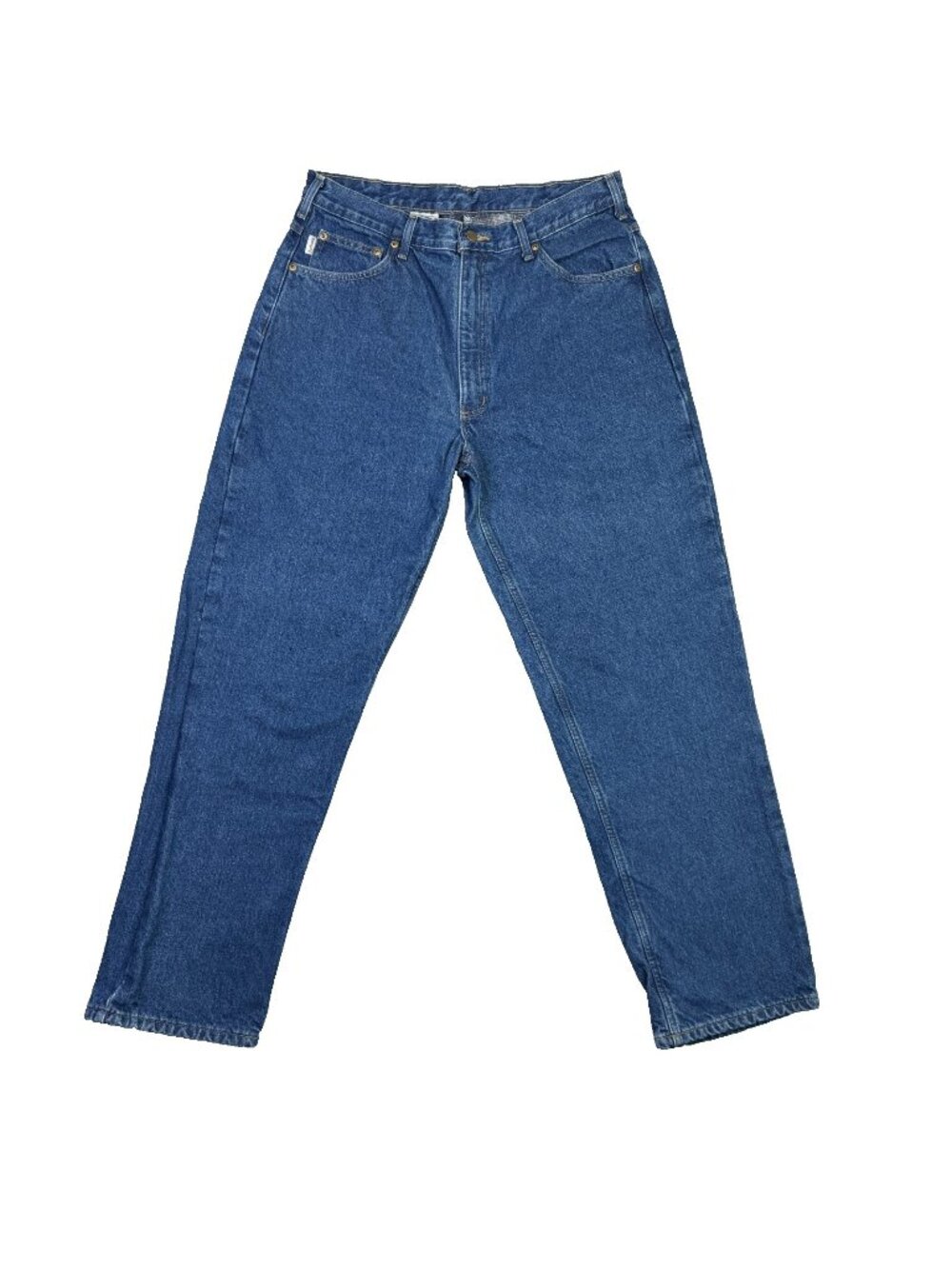 Carhartt Flannel Lined Jeans Mens 36x32 Relaxed Fit Blue Denim Workwear B172 DST